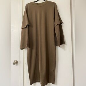 Grey Lab Olive Green Oversized Sweatshirt Midi dress size medium